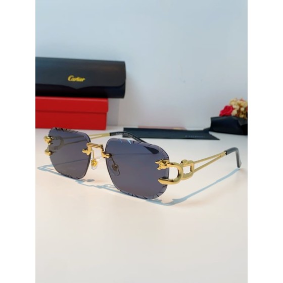 Cartier Gold-Tone Rimless Sunglasses with Panther Head Details